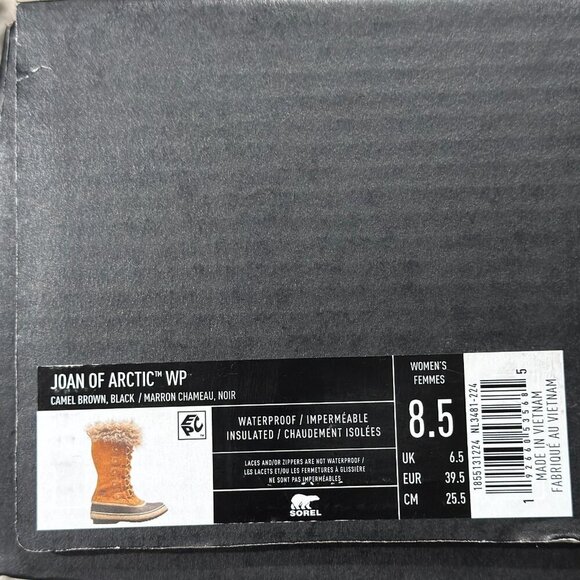 Sorel Joan Of Arctic Womens Waterproof Suede Boots Camel Black 8.5 NWT MSRP 240 - Picture 3 of 8